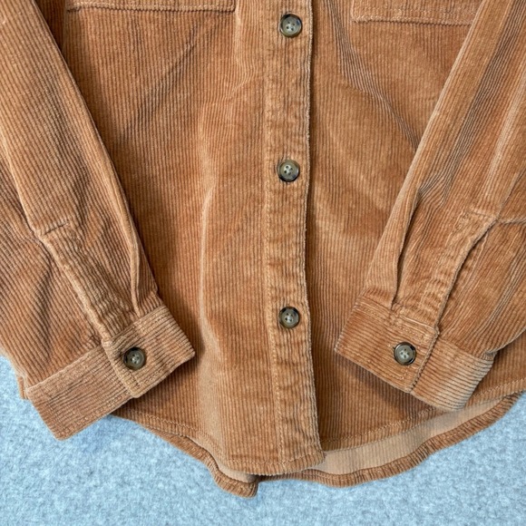 Gap Teen Girl's Large 10 Tan Corduroy Button Down Shirt Shacket Camel Brown - Picture 3 of 7